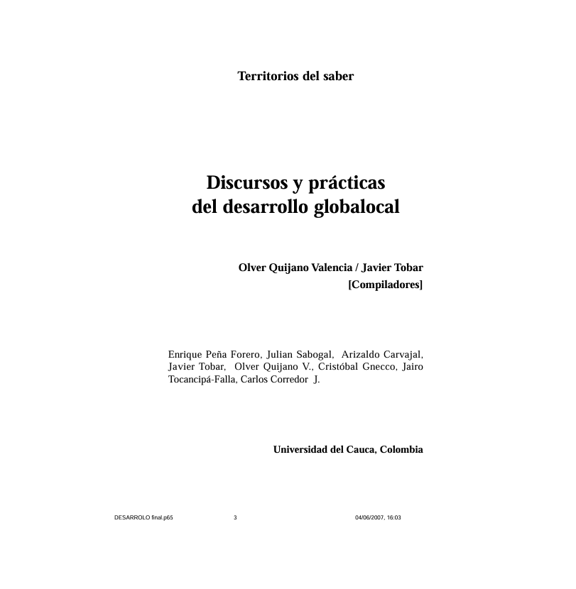  Discursos y prácticas  del desarrollo globalocal