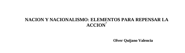 NACIÓN Y NACIONALISMO: ELEMENTOS PARA REPENSAR LA ACCIÓN