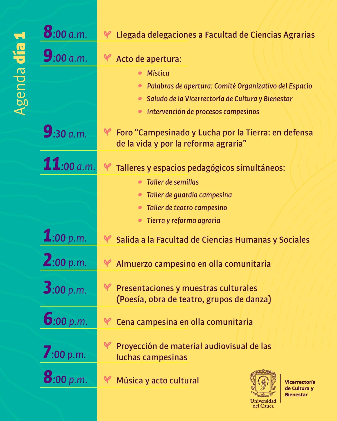 Conmemoración del Día del Campesinado - Agenda Día 1