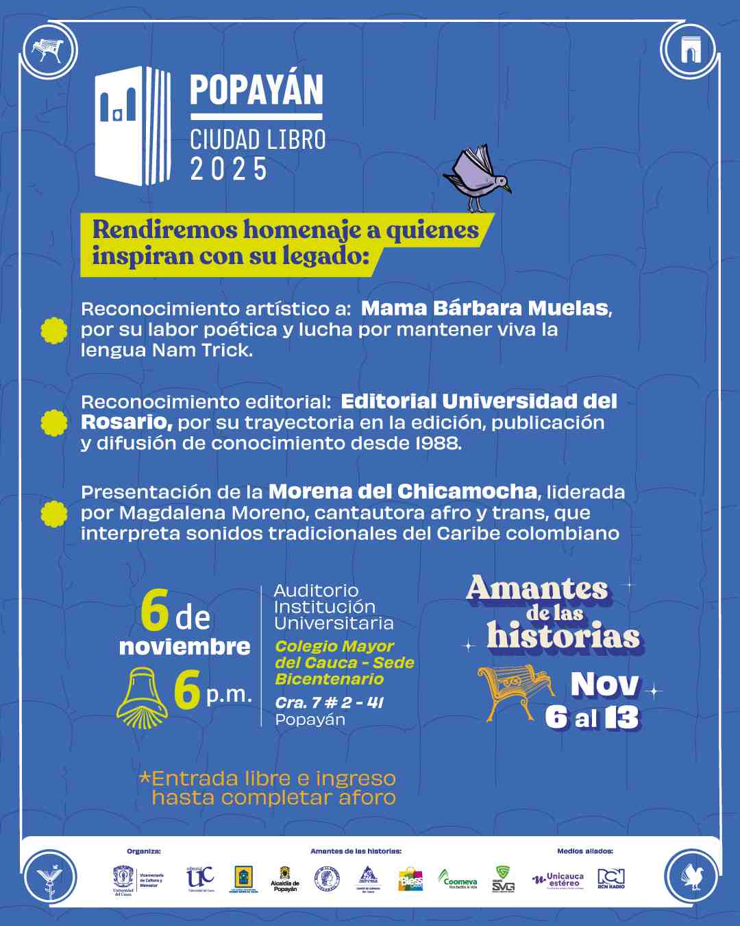 Popayán Ciudad Libro 2025 rinde homenaje a quienes inspiran con su legado