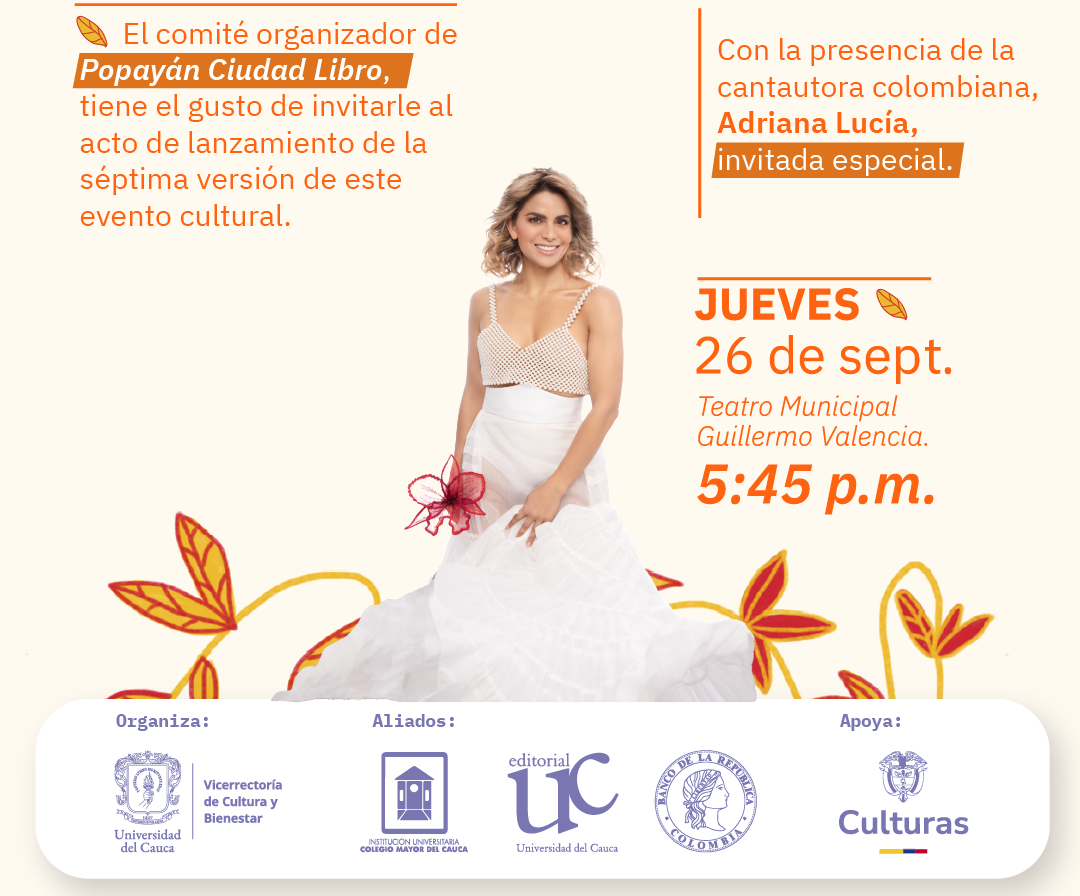 Imagen de lanzamiento oficial del evento cultural Popayán Ciudad Libro, en el Teatro Municipal Guillermo Valencia