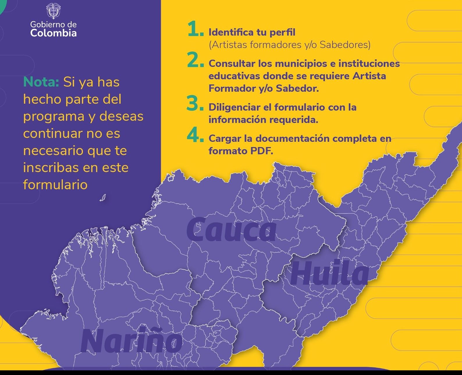 Imagen de convocatoria para Artistas Formadores y Artistas Sabedores. Proceso de inscripción