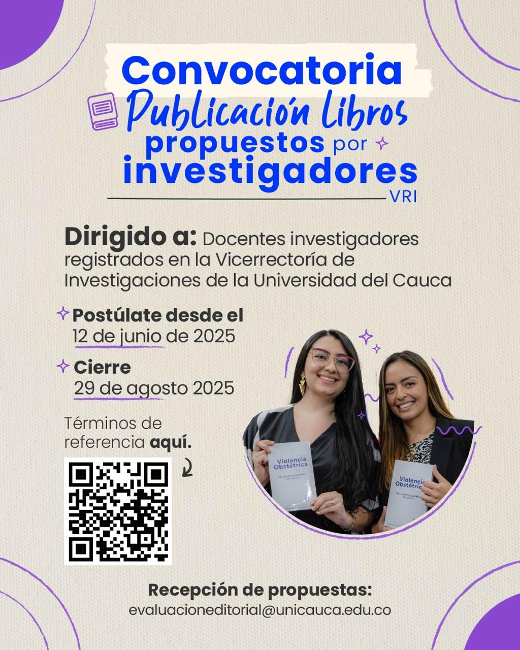 Imagen de convocatoria publicación de libros propuestos por investigadores
