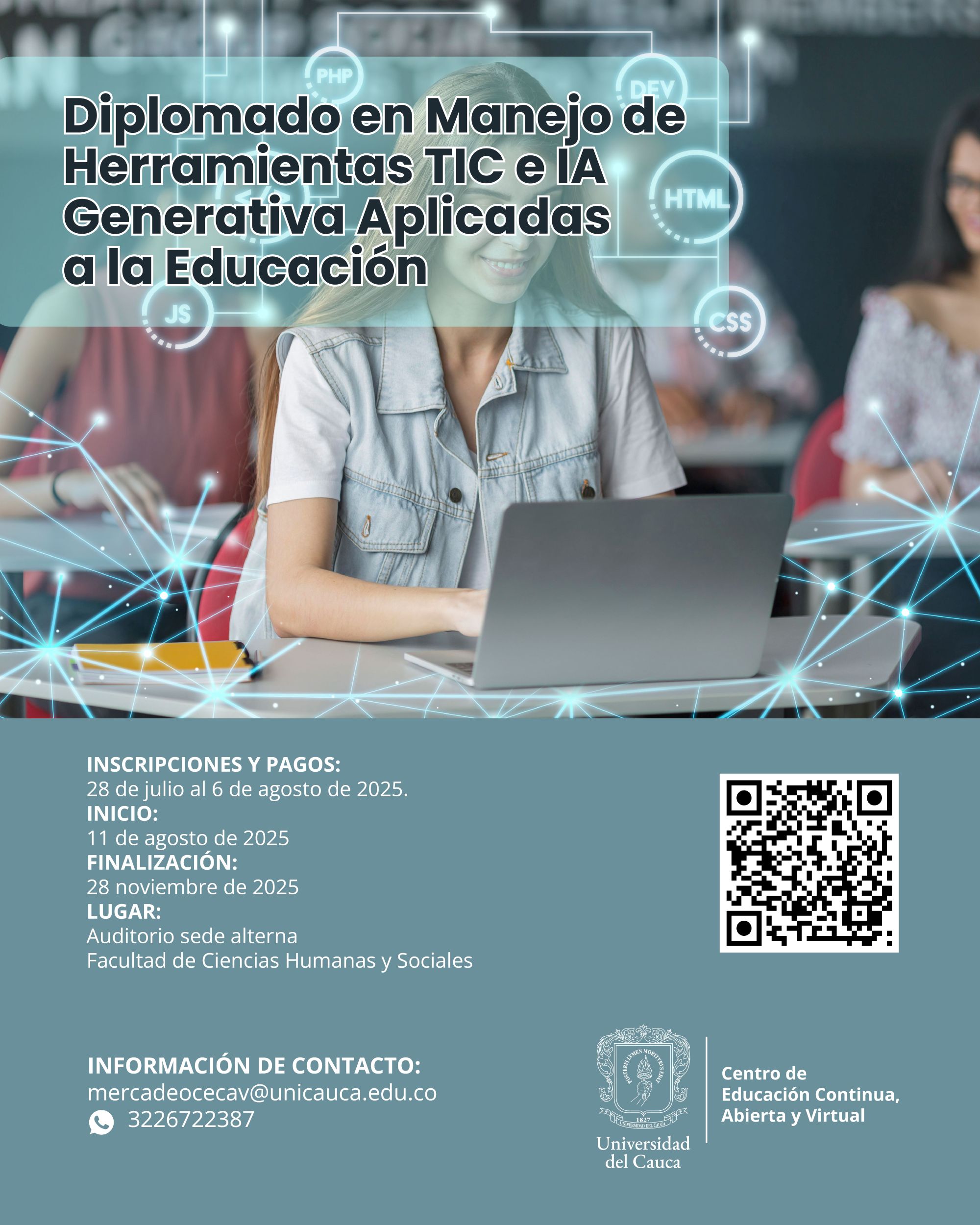 El Congreso Internacional Experiencias, Tecnología y el presente diplomado se propone con el fin de brindar a los docentes, formadores y futuros docentes los conocimientos y habilidades en uso de herramientas tecnológicas e inteligencia artificial generativa que se requieren para crear experiencias interactivas y personalizadas de aprendizaje con un enfoque práctico y aplicado a la educación.