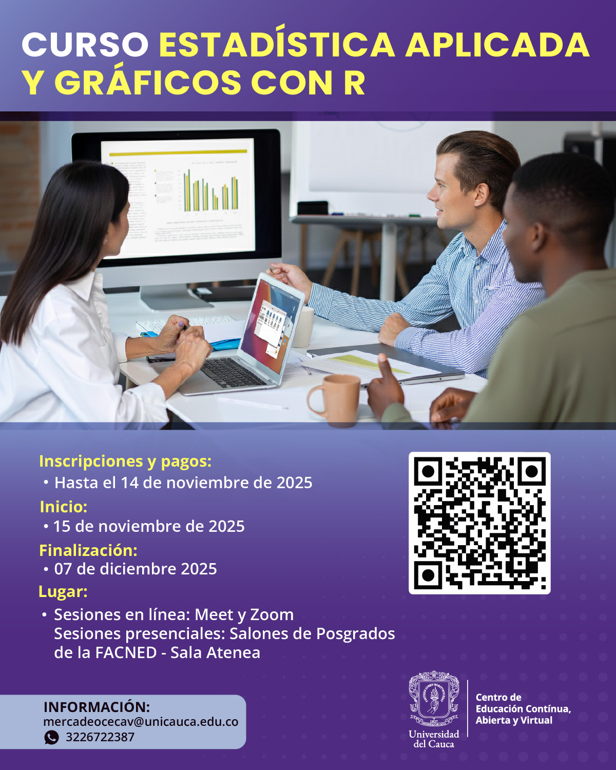 Imagen Flayer Curso Estadística Aplicada y Gráficos con R