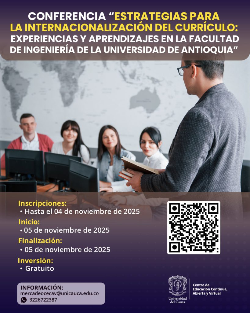 Imagen flayer conferencia estrategias sobre internacionalización del currículo