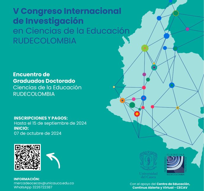 Banner del V Congreso Internacional de Investigación en Ciencias de la Educación - RUDECOLOMBIA, Universidad del Cauca, 2024